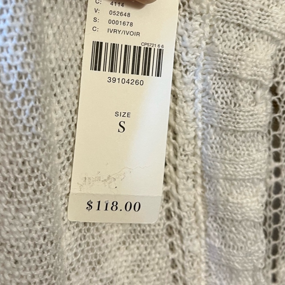 Anthropologie Linen Blend Adelina Knitted and Knotted Ivory Sweater NWT Sz Small - Picture 5 of 8